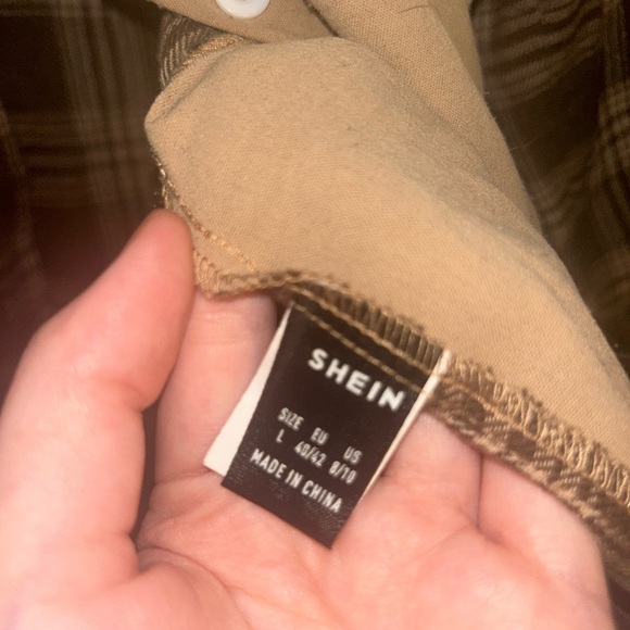 SHEIN Tan and Black Plaid Shirt - Picture 5 of 5